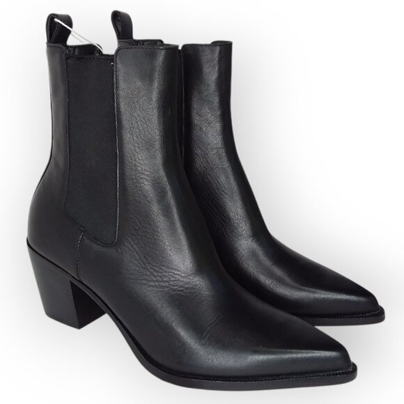 Dolce Vita Shadie H2O Bootie Black Leather Size 7 Pointed Toe Western Boho NWT - Picture 4 of 13